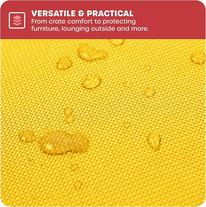 Downtown Pet Supply Dog Crate Pad, 29" x 20" - Waterproof, Ripstop Nylon Dog Crate Mat Chew Proof and Machine Washable - Blue and Yellow - M