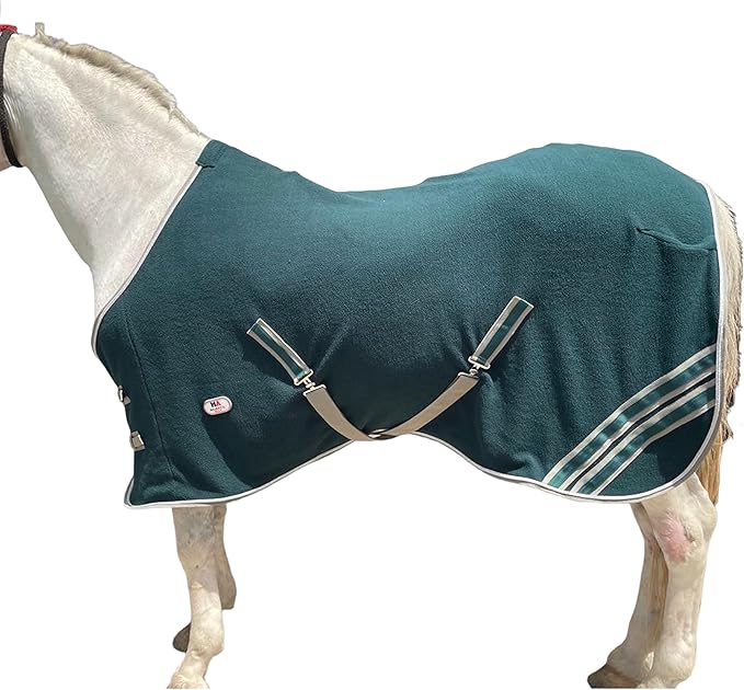 Majestic Ally Anti Pill Fleece Horse Blanket/Sheet with Silver Braided Rope (Hunter Green, 80)