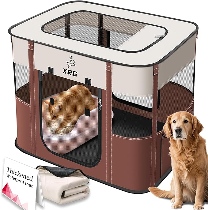 Portable Foldable Pet Playpen Collapsible Crates Kennel Playpen for Dog cat and Rabbit &Travel playpen Outdoor or Indoor (Medium（31.5" L x 23.6" W x 21.7" H）, Green)