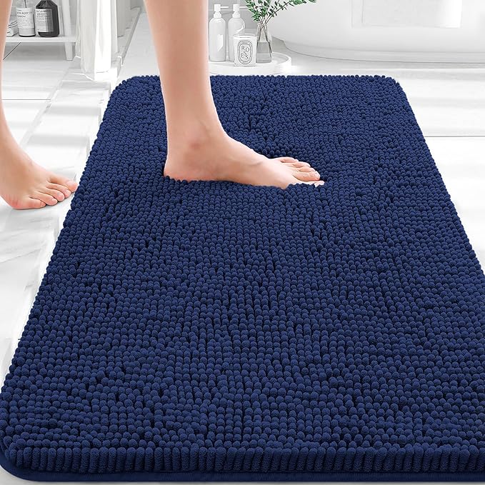 OLANLY Bathroom Rugs 30x20, Extra Soft Absorbent Chenille Bath Rugs, Rubber