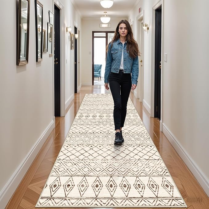 Washable 4x12 Runner Rug Hallway: Moroccan Non Slip Extra Long Rugs
