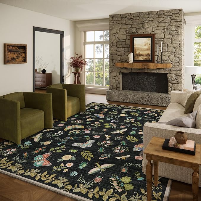 Washable Area Rug for Living Room: 8x10 Area Rugs Vintage Rugs Stain Resistant