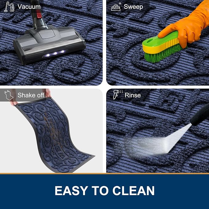 Smiry Welcome Door Mat Outside Entrance, Heavy Duty Trap Dirt and Moisture Easy