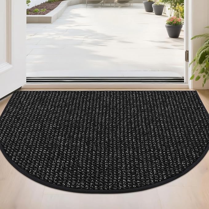 BEQHAUSE Dirt Trapper Door Mat 24" x 36" Half Circle Non-Slip Washable Doormats