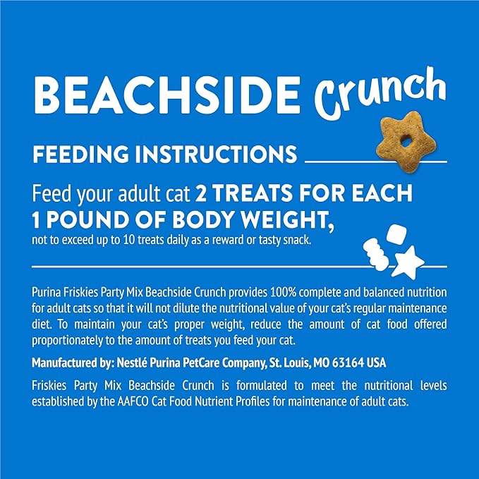 Purina Friskies Cat Treats, Party Mix Beachside Crunch - (Pack of 6) 6 oz. Pouches