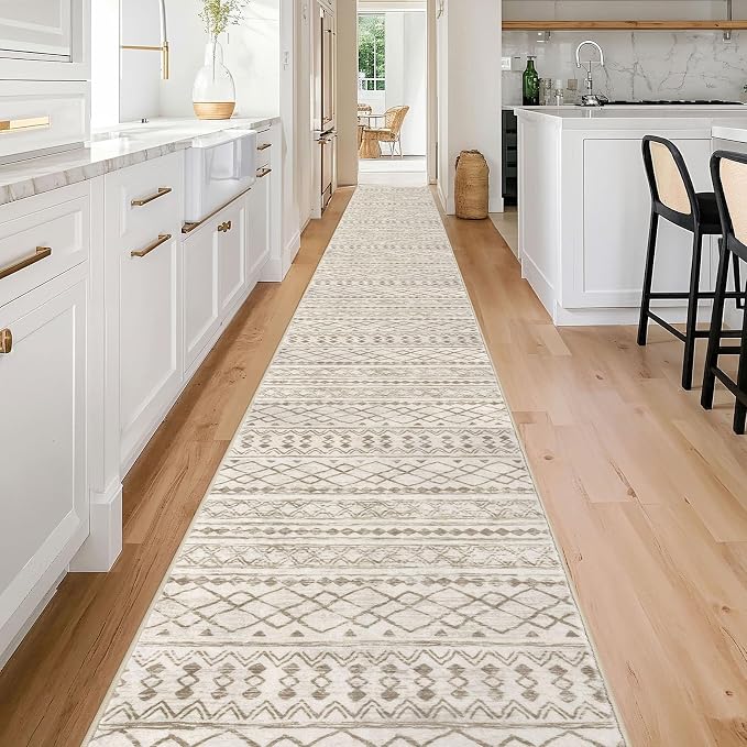 KUTA Extra Long Runner Rug for Hallway 2.6x20ft, Vintage Moroccan Washable