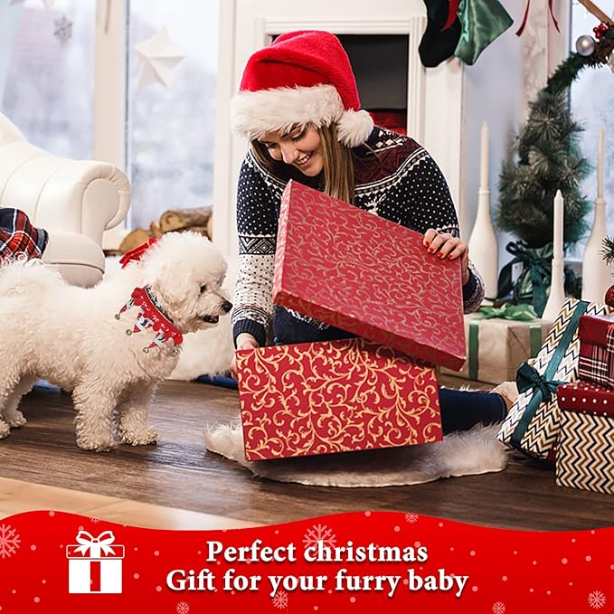 Christmas Dog Collar with Bells,Holiday Dog&Cat Knitted Jingle Dress,Pet Costume Bandana Scarf for Puppy Kitty (L)