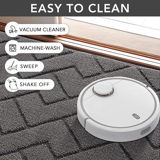 hicorfe Dirt Trapper Indoor Doormat, Non Slip Backing Washable Door Mats