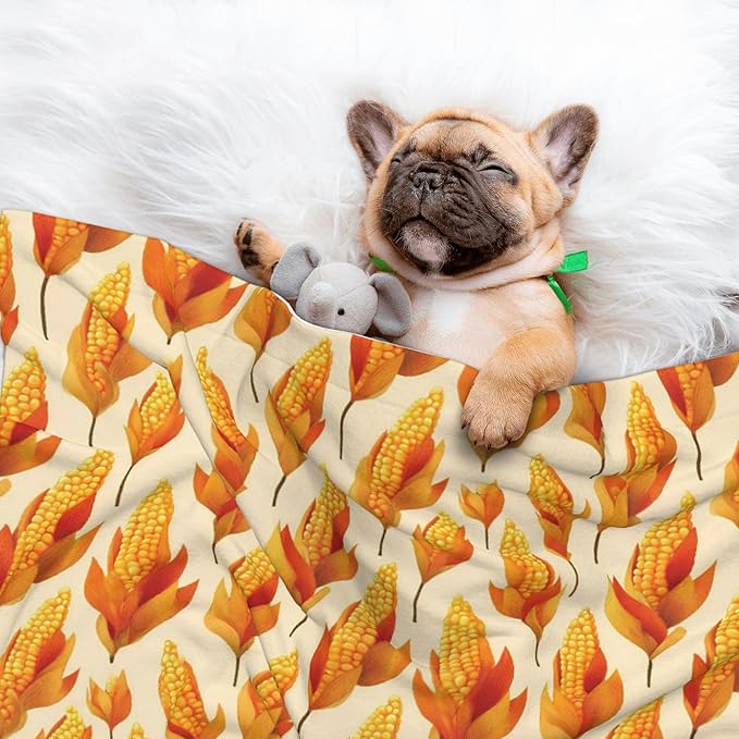 Waterproof Dog Blanket Soft Pet Blanket for Puppy Cat, Fleece Cat Throw Blankets for Furniture Bed Couch Sofa Reversible - Corn Kernels 2