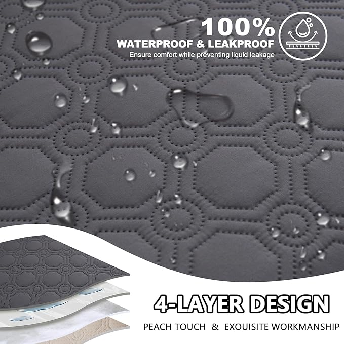 ele ELEOPTION Waterproof Dog Bed Blanket Cover Washable Extra Large Pee Pads for Dogs Reusable Absorbent Puppy Pet Pee Pads for Sofa, Bed, Couch 82x 82inch Gray