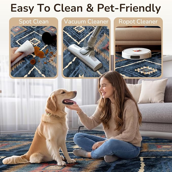 BESTSWEETIE Area Rug 4x6 Rug Machine Washable Non-Slip Low Pile Print Pattern