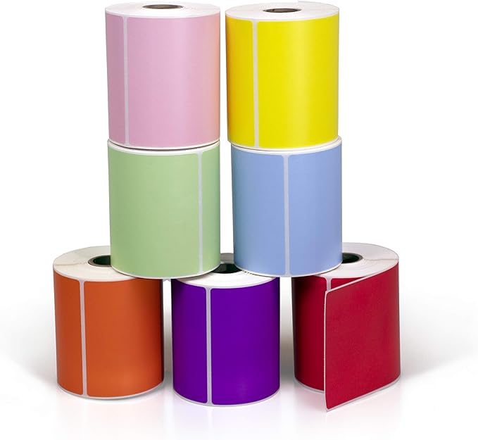 4" X 6" Direct Thermal Perforated Stickers Labels for Shipping Labels, Inventory, and Color Coding - Compatible with Zebra, Rollo, Godex and More (Orange, 1 Roll)