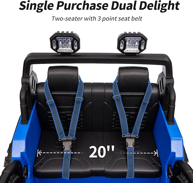 2 Seater Ride on Car Truck, 12V Kids Electric Ride on Toy for Big Kids Age 3-8 w/Remote Control- Blue