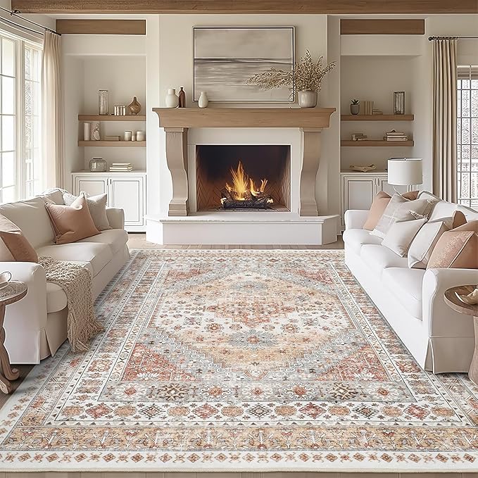 zesthome 8x10 Area Rugs for Living Room, Non-Slip Backing Washable Rugs