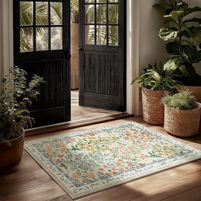 Machine Washable Area Rugs for Entryway: Door Mat Indoor Entrance 2x3 Small