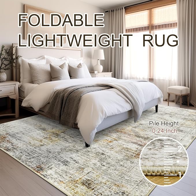 Soalmost 10x14 Area Rugs for Living Room, Non Slip Machine Washable Vintage Rugs