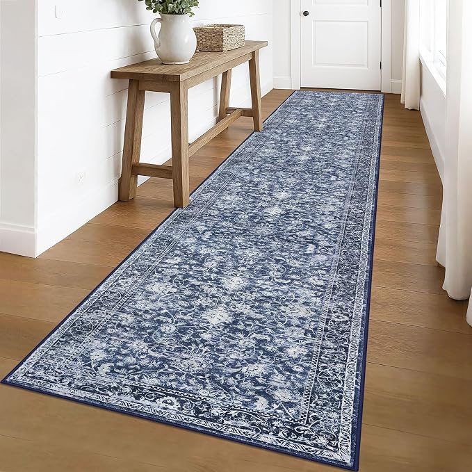 KILOCOCO Runner for Hallway 3x16 Runner Rug Printed Vintage Floral Washable Rug