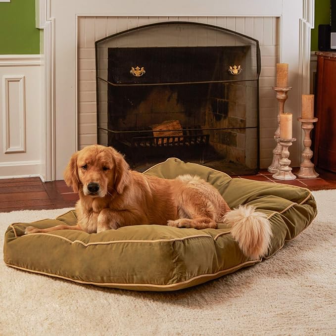 South Pine Porch Buddy Reversible Rectangle Pillow Style Microfiber Dog Bed with Removable, Machine-Washable Cover, Moss, Large (48 in. x 36 in.)