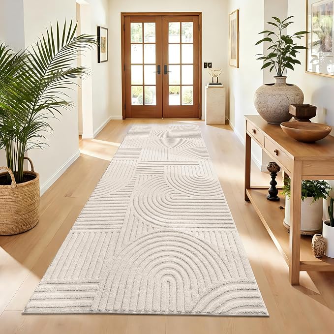 Pauwer 3x8 Washable Area Rugs for Living Room Modern Beige Solid Color Soft