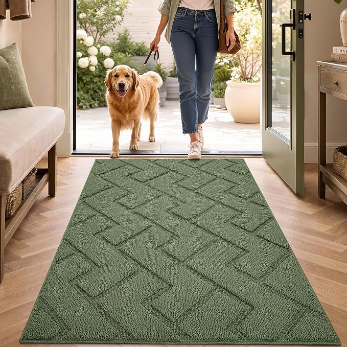 hicorfe Indoor Door Mat, Non Slip Door Mats, Absorbent Resist Dirt Entrance