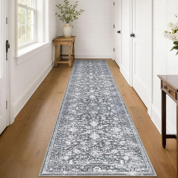 KILOCOCO Runner for Hallway 3x14 Runner Rug Printed Vintage Floral Washable Rug