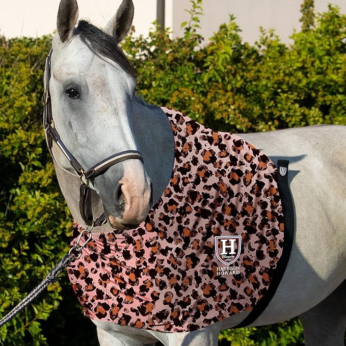 Harrison Howard Horse Stretchy Shoulder Guard Anti Rub Bib for Horse Classic Leopard M