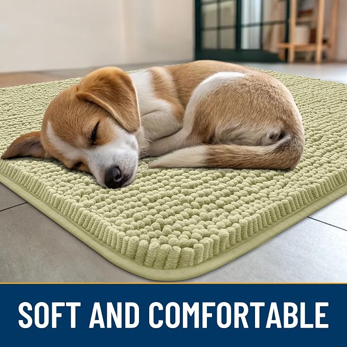 Smiry Dog Door Mat for Muddy Paws 47x24, Absorbent Dirt Trapper, Non-Slip