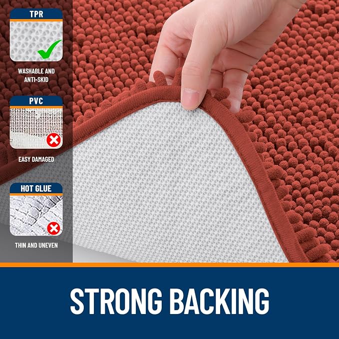 OLANLY Bathroom Rugs 30x18, Extra Soft Absorbent Chenille Bath Rugs, Rubber
