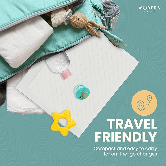 Organic Cotton Disposable Changing Pad Liners | Large 18x24 Hypoallergenic Ultra Absorbent & Waterproof Super Soft, Quilted Underpads for Baby Diaper Table & Travel, Leak Proof & Mess Free [50-Pack]