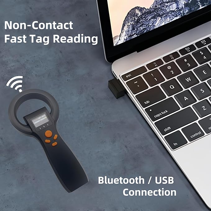 Universal Pet Microchip Scanner, Wireless Rechargeable Digital Pet Dog Cat Microchip Reader, Fast Reading FDX-A/FDX-B/HDX, Up to 16000 Data Records Bluetooth/USB