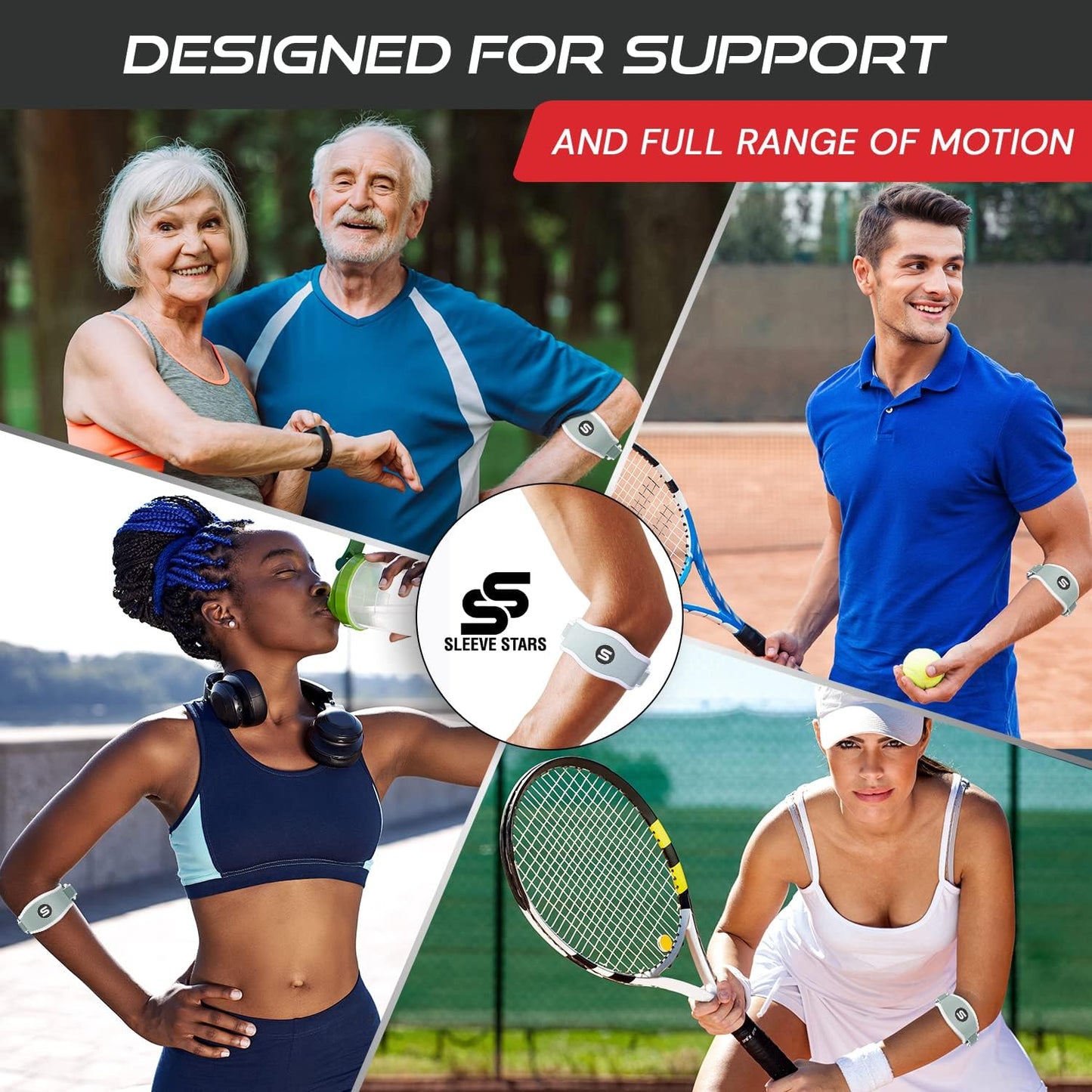 Sleeve Stars Tennis Elbow Brace for Women - Adjustable Tennis Elbow Strap, Golfers Elbow Brace for Men, Counterforce Brace for Tendonitis Relief, Fits 9"-23" (Single/Mint Green)