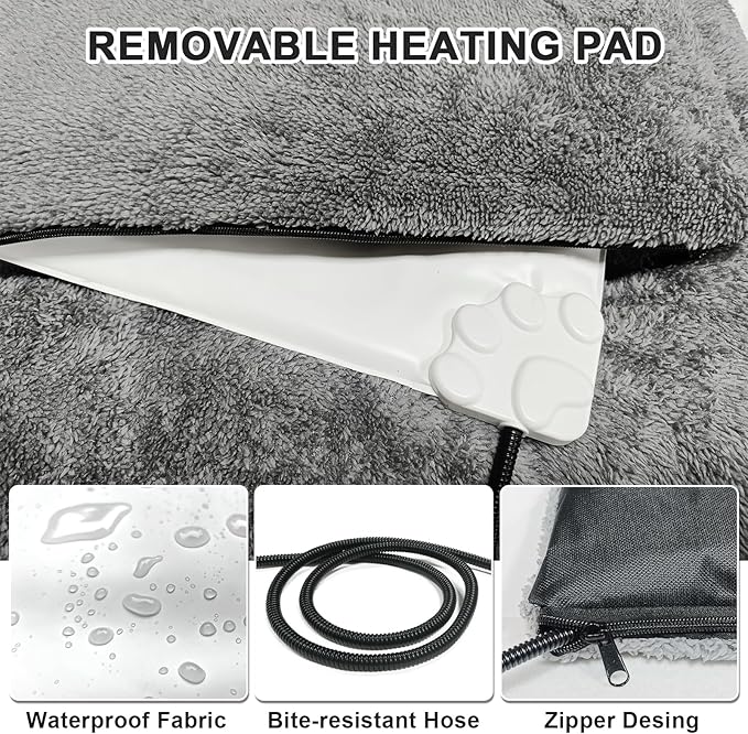 Bestio Heated Cat Beds for Indoor Cats and Small Dogs, 20×20x2in MET&UL Dual Certified Heated Pet Bed with Timer & Temp Adjustable, Removable Waterproof Electric Warming Bed for Indoor Cat,Pets Sofa