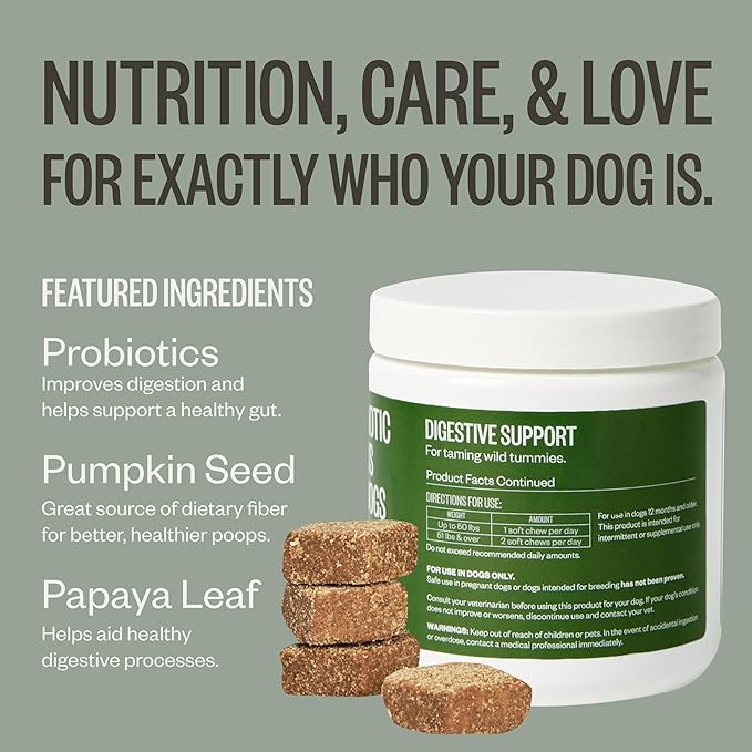 Ollie Belly Rubs Dog Probiotic Chews - Probiotics for Dogs and Ollie Chicken and Apple Recipe Jerky Dog Treats - Dog Jerky Treats All Natural