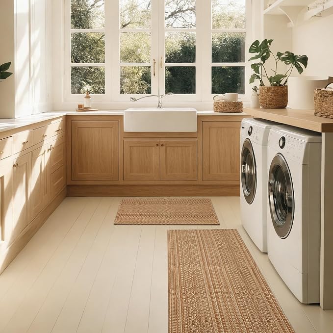 MatEssenz Kitchen Mats for Floor, Machine Washable Mats Boho Style, Absorbent