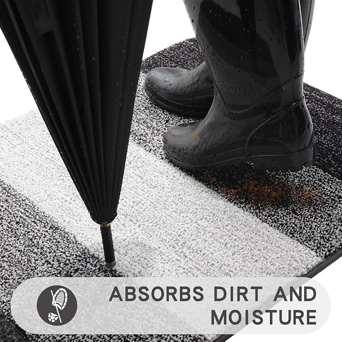 Kitinjoy Indoor Outdoor Door Mat, 54x24 Non-Slip Absorbent Dirt Trapper