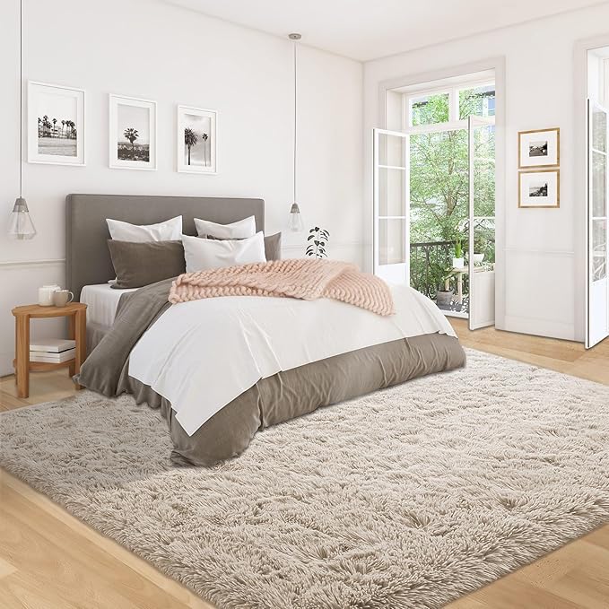5x7 Area Rug for Living Room: Fluffy Shag Soft Washable Rugs Fuzzy Plush Indoor Carpet for Bedroom Nursery Playroom Dorm Kids Girls Boys Room (Camel, 5'x7')