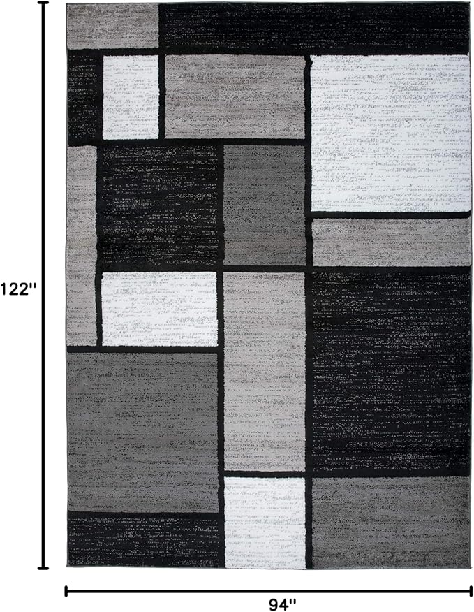 Rugshop Contemporary Modern Boxes for Home Office,Living Room,Bedroom,Kitchen Non-Shedding Area Rug 7' 10" X 10' 2" Gray