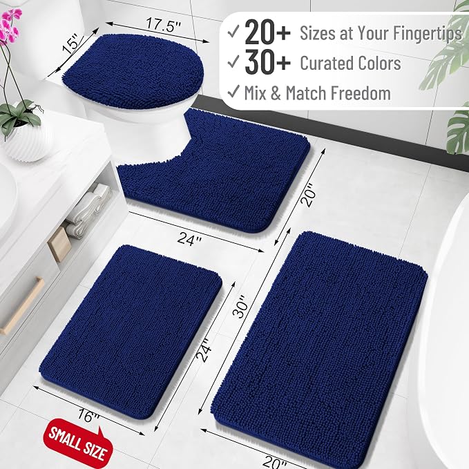 OLANLY Bathroom Rugs 35x24, Extra Soft Absorbent Chenille Bath Rugs, Rubber