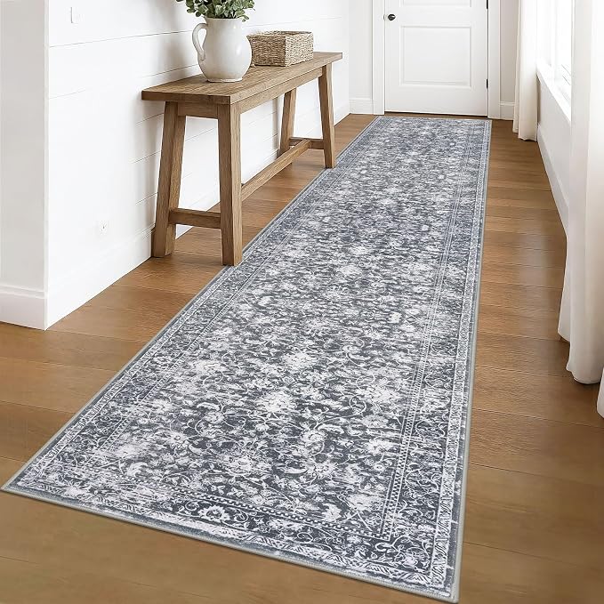 KILOCOCO Runner for Hallway 3x16 Runner Rug Printed Vintage Floral Washable Rug