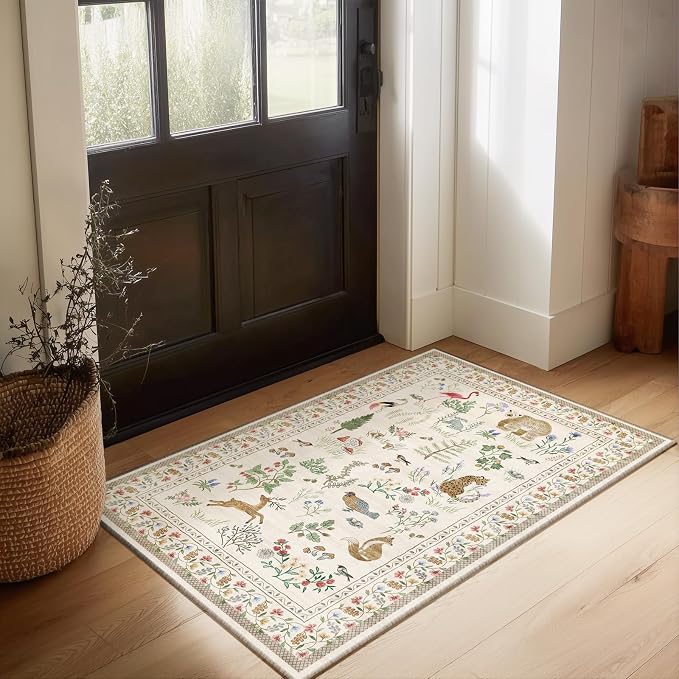 Machine Washable Throw Rugs for Entryway: Door Mat Indoor Entrance 2x3 Rug