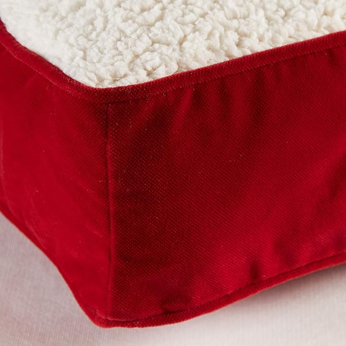 South Pine Porch Buddy Reversible Rectangle Pillow Style Microfiber and Sherpa Dog Bed with Removable, Machine-Washable Cover, Crimson Sherpa, Large (48 in. x 36 in.)