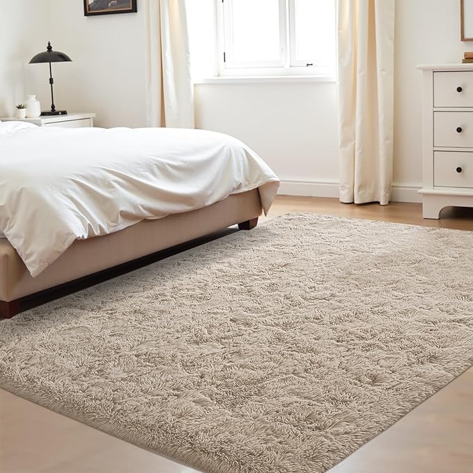 4x6 Area Rug for Living Room: Fluffy Shag Soft Washable Rugs Fuzzy Plush Indoor Carpet for Bedroom Nursery Playroom Dorm Kids Girls Boys Room (Camel, 4'x6')