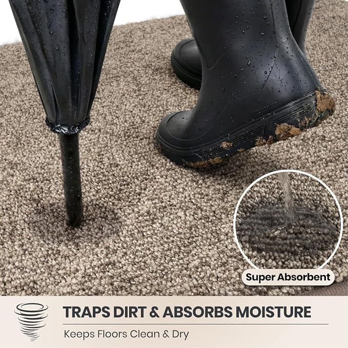 PURRUGS Dirt Trapping Door Mat 24" x 35.5", Non-Slip Machine Washable Entry Rug