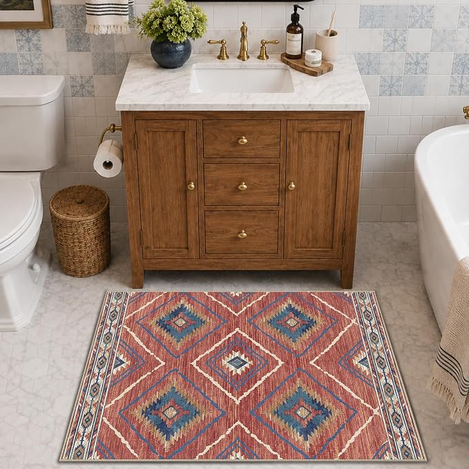 BESTSWEETIE Area Rug 4x6 Rug Machine Washable Non-Slip Low Pile Print Pattern