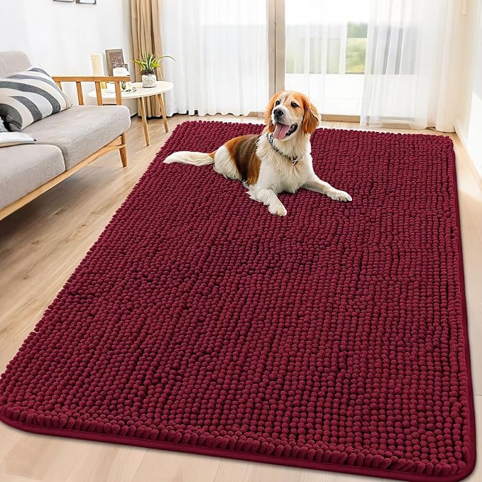 Smiry Dog Door Mat for Muddy Paws 70x35, Absorbent Dirt Trapper, Non-Slip