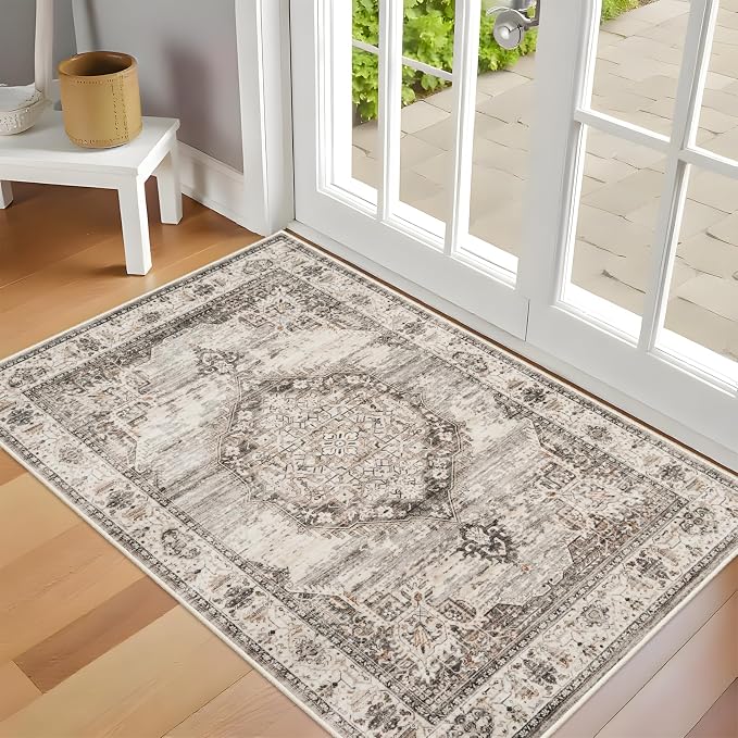 Washable Area Rugs 2x3 Entryway: Soft Ultra Thin Low Pile Mat Machine Washable