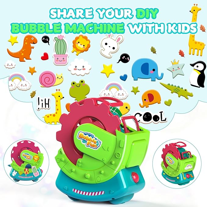 Bubble Machine for Toddlers Kids & Pets, with 8oz Safe Solution, Extra Large & Bubbles in Bubble Maker, Children & Pets Dog Toys Gift, Indoor/Outdoor Birthday Wedding Party Bubble Blower