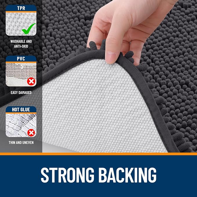 OLANLY Small Bathroom Rugs 24x16, Extra Soft Absorbent Chenille Bath Rugs