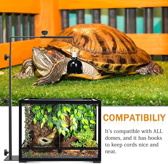 Reptile Domes Stand, Adjustable 17-37 Inch Heat Lamp Stand Fixture for Terrarium, Metal Basking Lamp Holder, Suitable for All Reptile Domes Lamp,XL Size