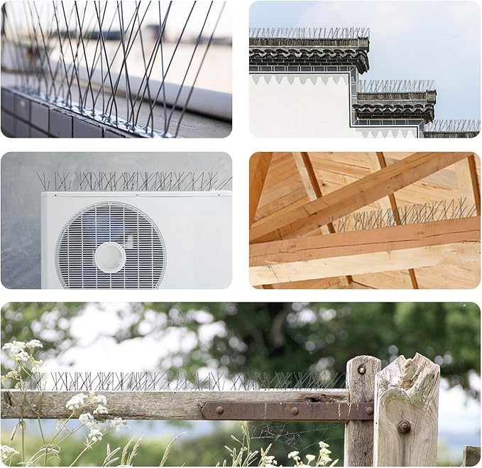 OFFO Bird Spikes with Stainless Steel Base, Covers 5.1 Feet(1.56m) Durable Bird Spikes Arrow Pigeon Spikes Fence Kit for Keeping Small Bird, Crows and Woodpeckers Away